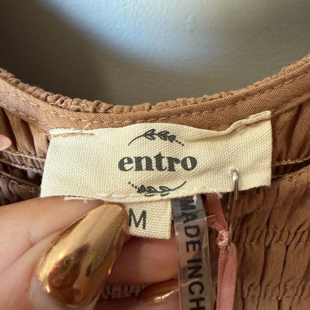 Entro Medium Tan Ruffle Midi Dress - Picture 5 of 10